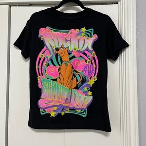 Scooby Doo Graphic T-Shirt Retro‎ Cartoon Character Tee Black XS